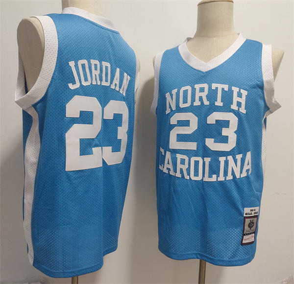 Men's North Carolina Tar Heels #23 Michael Jordan  Carolina Blue Mesh 1983-84 Mitchell & Ness Throwback College Jersey