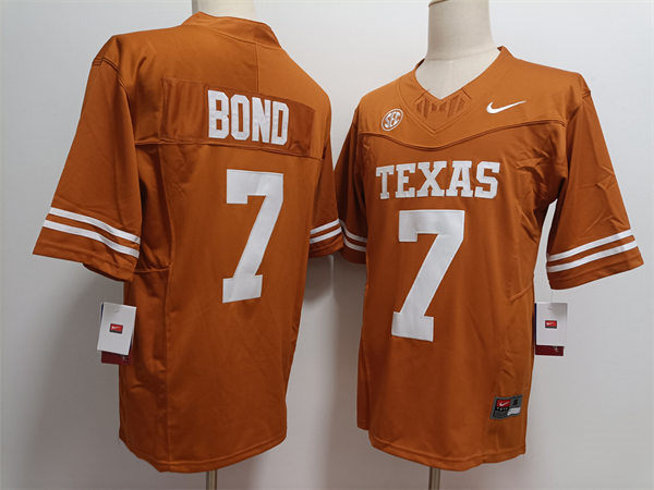 Mens Texas Longhorns #7 Isaiah Bond 2024 SEC Orange College Football Game Jersey