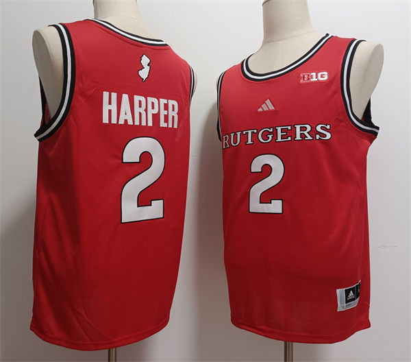 Mens Rutgers Scarlet Knights #2 Dylan Harper 2024 Red Basketball Jersey