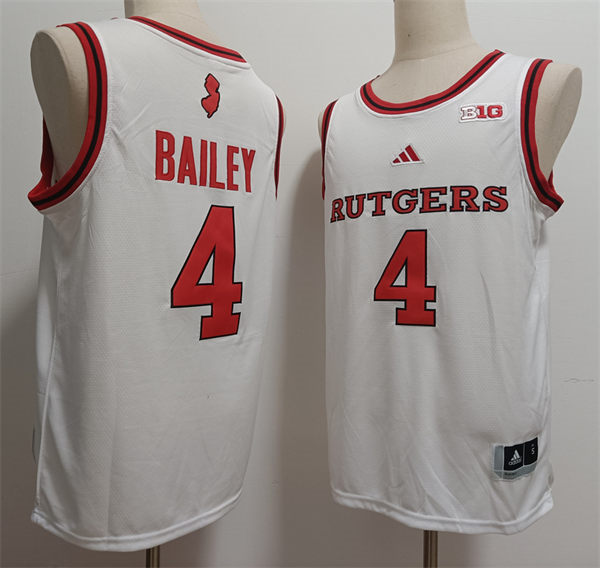 Mens Rutgers Scarlet Knights #4 Ace Bailey 2024 White Basketball Jersey