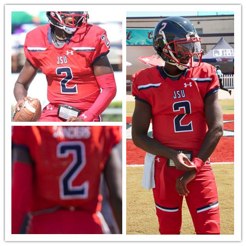 Mens Jackson State Tigers #2 Shedeur Sanders Under Armour Red College Football Game Jersey