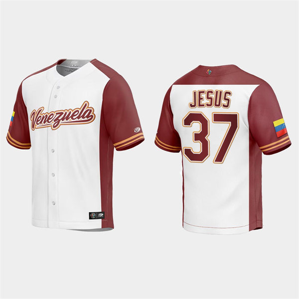 Mens Youth Venezuela #37 Enmanuel De Jesus Venezuela Baseball 2023 World Baseball Classic Replica Jersey - White