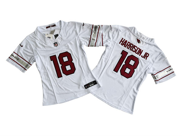 Womens Arizona Cardinals #18 Marvin Harrison Jr. White Limited Jersey