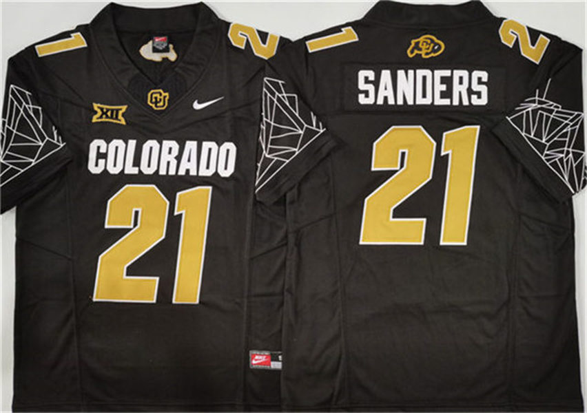 Mens Colorado Buffaloes #21 Shilo Sanders 2024 XII F.U.S.E. Limited Black College Football Game Jersey