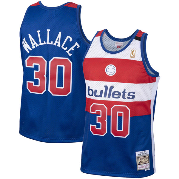 Men's Washington Bullets #30 Ben Wallace Royal Washington Bullets 2001-02 Hardwood Classics Swingman Jersey