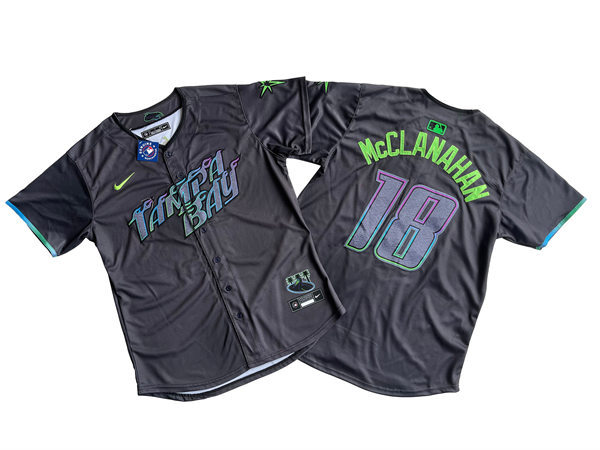 Mens Tampa Bay Rays #18 Shane McClanahan 2024 City Connect Limited Jersey-Charcoal