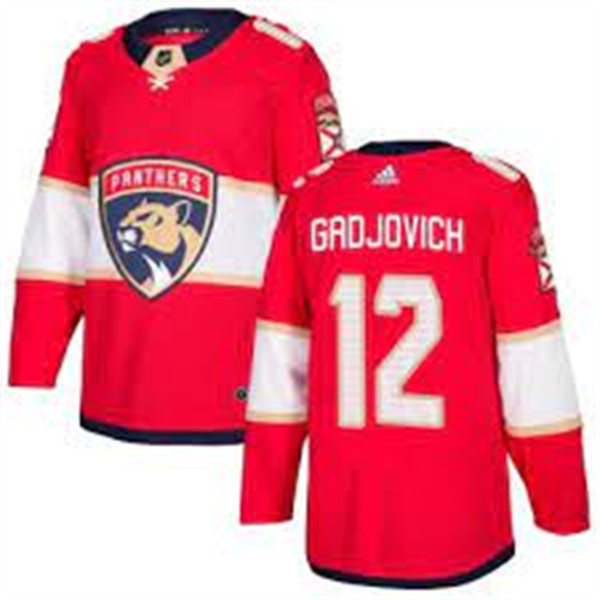 Men's Florida Panthers #12 Jonah Gadjovich adidas Red Home Primegreen Player Jersey