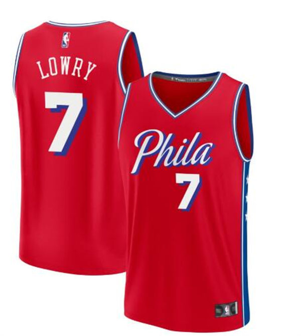 Mens Philadelphia 76ers #7 Kyle Lowry Red Statement Swingman Jersey