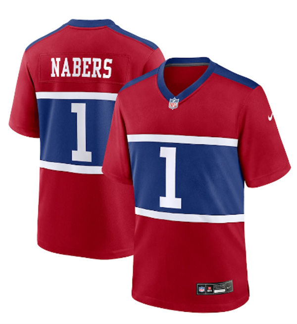 Youth New York Giants #1 Malik Nabers Century Red 100TH Season Commemorative Jersey