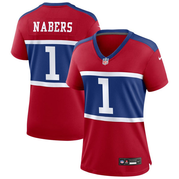 Women's New York Giants #1 Malik Nabers Century Red 100TH Season Commemorative Jersey
