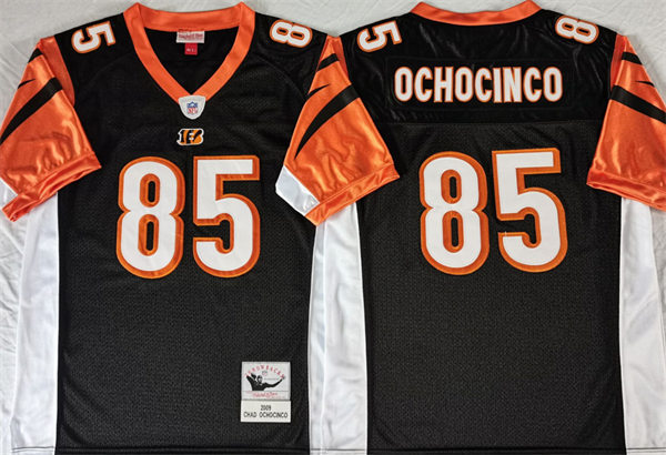 Mens Cincinnati Bengals #85 Chad Ochocinco 2005 Black Mitchell & Ness Throwback Jersey