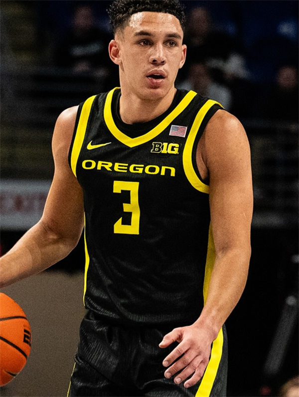 Men's Youth Oregon Ducks #3 Jackson Shelstad 2025 BIG 10 Black Basketball Game Jersey