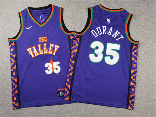 Youth Phoenix Suns #35 Kevin Durant 2024-25 Purple City Edition Jersey