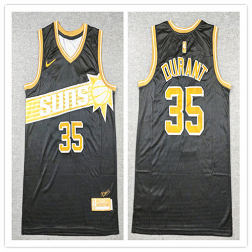 Mens Phoenix Suns #35 Kevin Durant Black Gold Limited Jersey