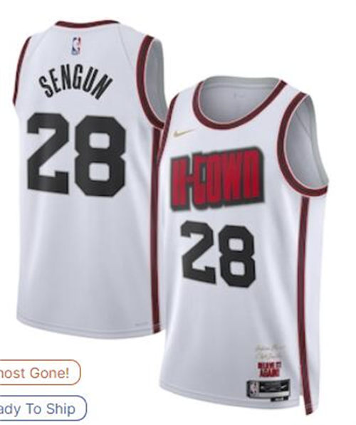 Mens Houston Rockets #28 Alperen Sengun 2024-25 White City Edition Jersey