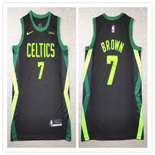 Mens Boston Celtics #7 Jaylen Brown 2024-25 Black City Edition Jersey
