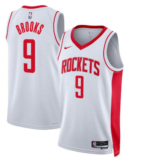 Mens Houston Rockets #9 Dillon Brooks White Stitched Association Edition Jersey