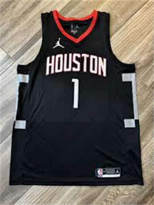 Mens Houston Rockets #1 Amen Thompson Black Statement Edition Swingman Jersey