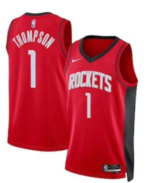 Mens Houston Rockets #1 Amen Thompson Red Icon Edition Jersey