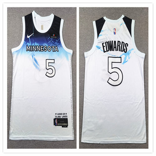 Mens Minnesota Timberwolves #5 Anthony Edwards Nike White 2024-25 City Edition Swingman Jersey