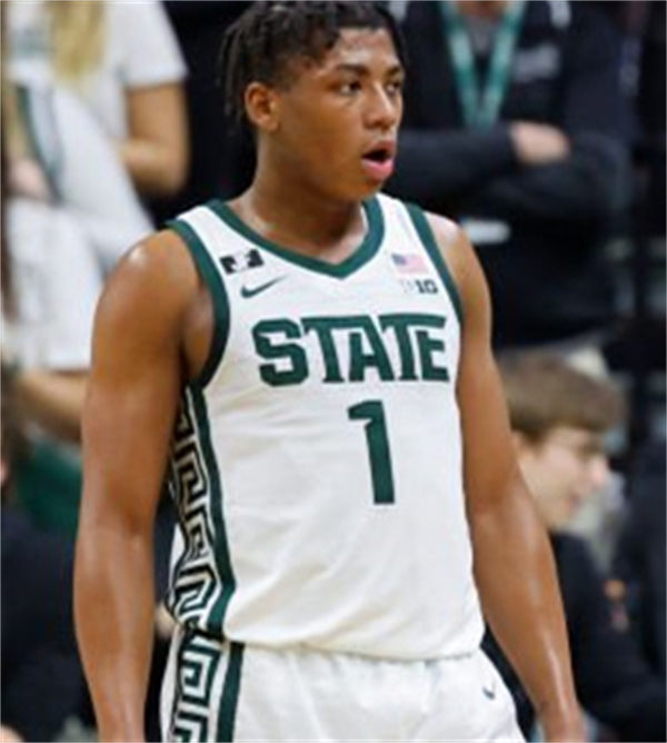 Mens Youth Michigan State Spartans #1 Jeremy Fears Jr.  2025 White Basketball Game Jersey