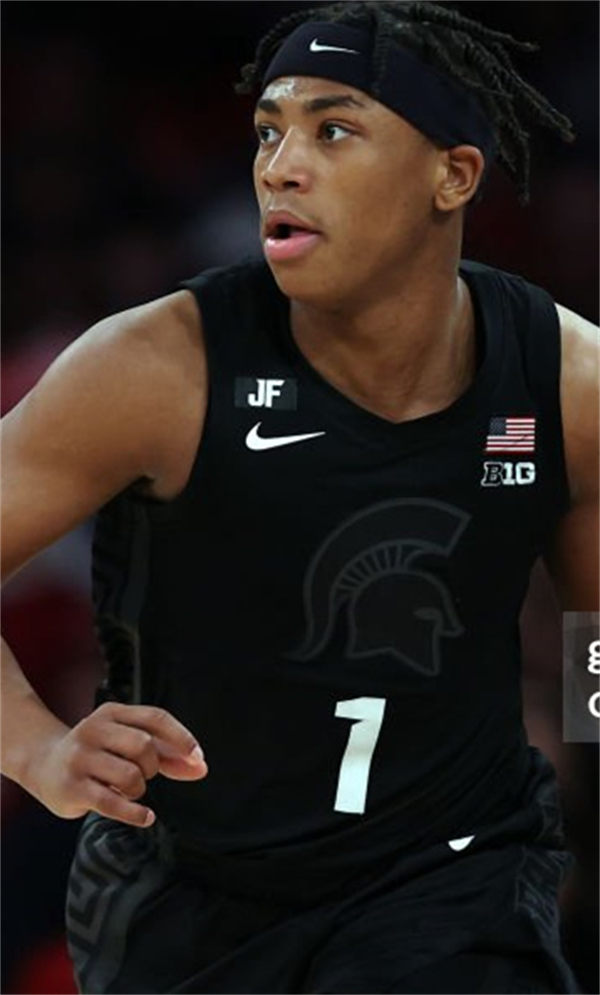 Mens Youth Michigan State Spartans #1 Jeremy Fears Jr. 2025 Black Basketball Game Jersey