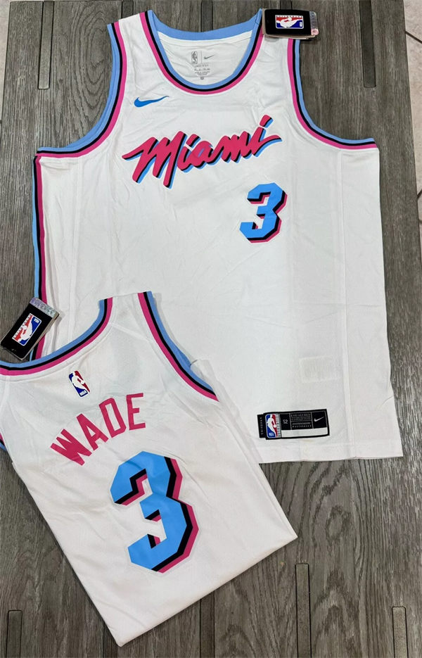 Mens Miami Heat #3 Dwyane Wade Nike Original Vice Swingman Jersey White