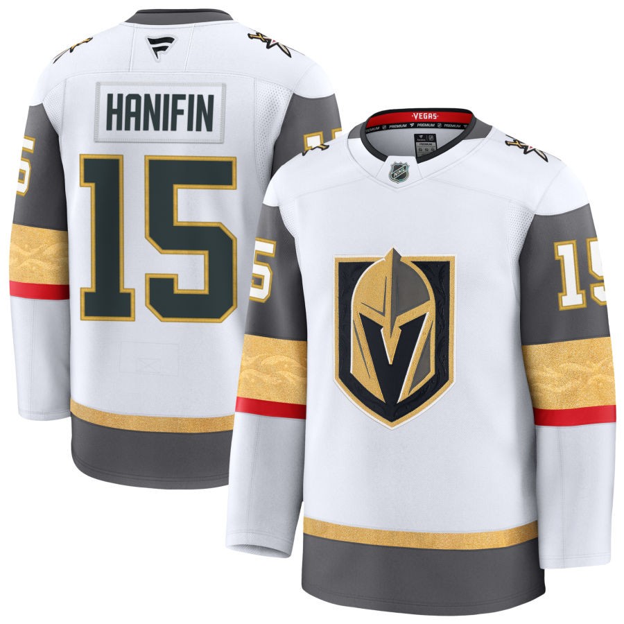 Mens Vegas Golden Knights #15 Noah Hanifin Fanatics Away White Player Jersey