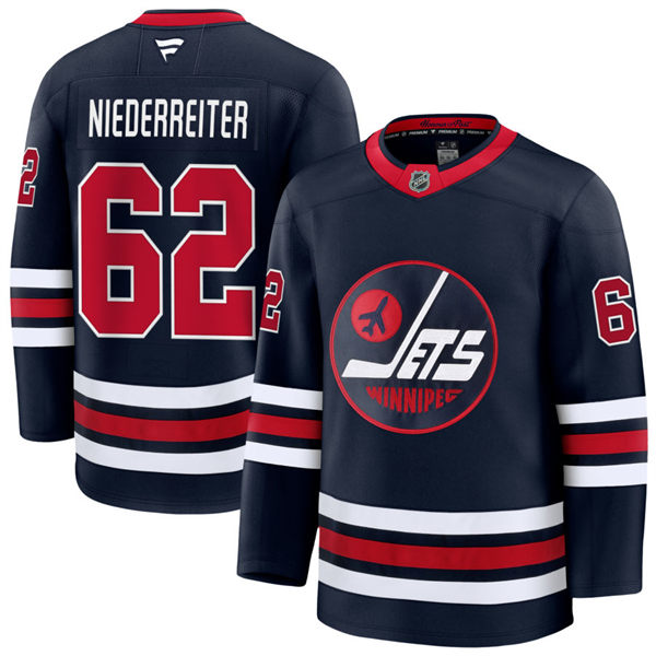 Men's Winnipeg Jets #62 Nino Niederreiter Fanatics Navy Alternate Reverse Retro 2.0 Premier Jersey