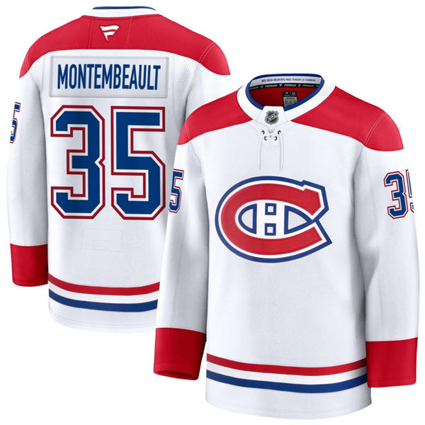 Mens Montreal Canadiens #35 Sam Montembeault Fanatics White Away Jersey