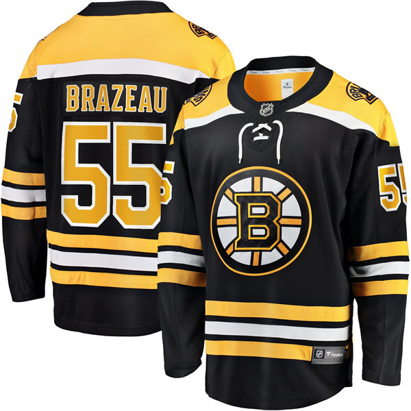 Mens Boston Bruins #55 Justin Brazeau Fanatics Black Home Primegreen Player Jersey