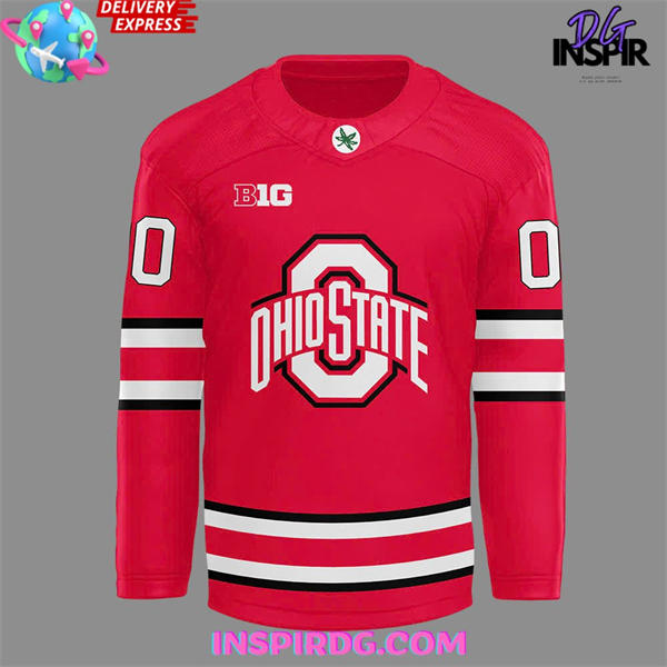 Mens Youth Ohio State Buckeyes Custom 2025 Scarlet Exclusive Pro Sports  Hockey Jersey