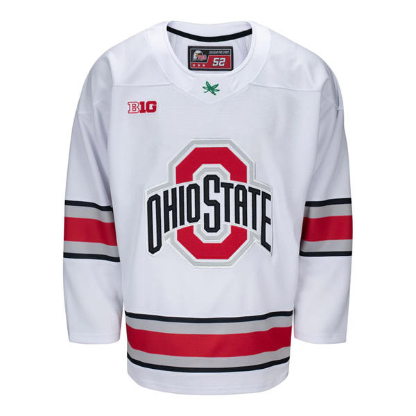 Mens Youth Ohio State Buckeyes Custom 2025 White Exclusive Pro Sports  Hockey Jersey