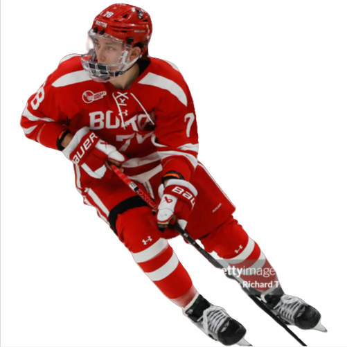 Mens Youth Boston University Terriers #71 Sascha Boumedienne 2024 Scarlet Hockey Jersey