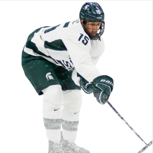 Mens Youth Michigan State Spartans #15 Charlie Stramel 2024 White Hockey Jersey