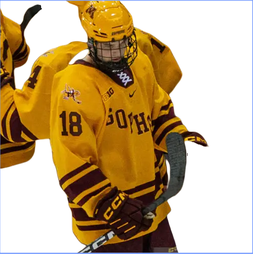 Mens Youth Minnesota Golden Gophers #18 Mason Nevers (C) 2024 Gold Hockey Jersey