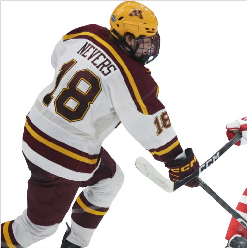 Mens Youth Minnesota Golden Gophers #18 Mason Nevers (C) 2024 White Hockey Jersey