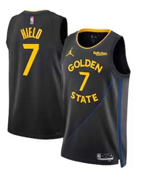 Mens Golden State Warriors #7 Buddy Hield 2024-25 Black Statement Edition Swingman Jersey