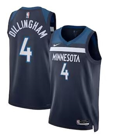 Men's Minnesota Timberwolves #4 Rob Dillingham Navy Nike Icon Edition Jersey