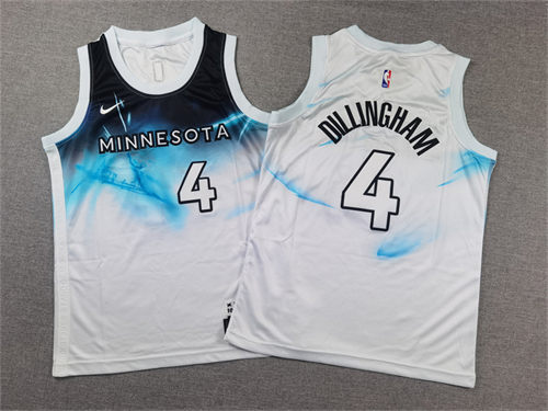 Youth Minnesota Timberwolves #4 Rob Dillingham Nike White 2024-25 City Edition Swingman Jersey