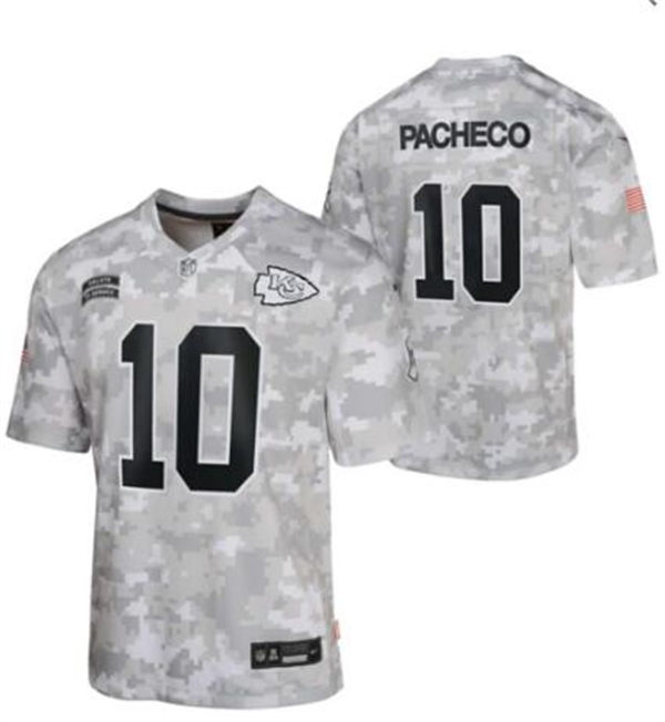 Men's Kansas City Chiefs #10 Isiah Pacheco Arctic Camo 2024 Salute To Service Limited Jersey
