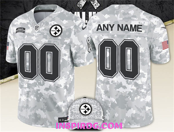 Mens Pittsburgh Steelers Custom Arctic Camo 2024 Salute To Service Limited Jersey