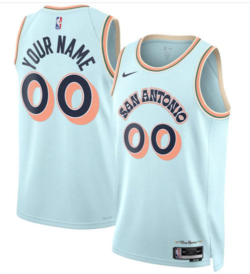 Mens Youth San Antonio Spurs Custom Light Blue 2024-25 City Edition Jersey