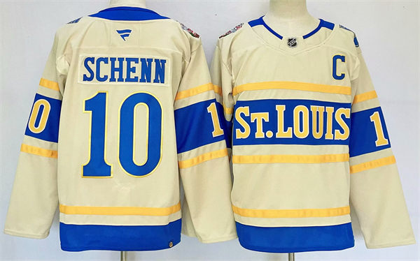 Mens St. Louis Blues #10 Brayden Schenn Fanatics Cream 2025 NHL Winter Classic Premium Jersey