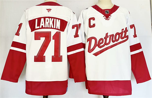 Men's Detroit Red Wings #71 Dylan Larkin Fanatics White 2025 NHL Stadium Series Premium Player Jersey