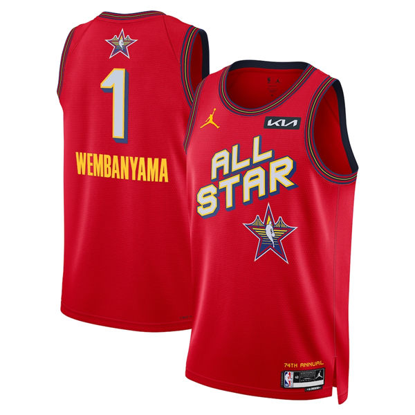 Unisex San Antonio Spurs #1 Victor Wembanyama Red 2025 NBA All-Star Game Swingman Jersey