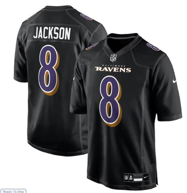 Men's Baltimore Ravens #8 Lamar Jackson Nike Fashion Jersey - Carbon Black