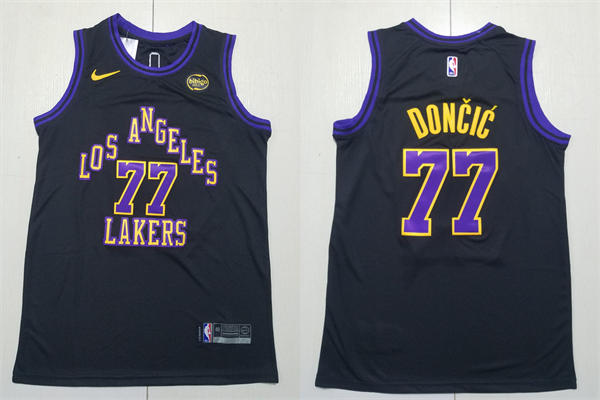 Mens Los Angeles Lakers #77 Luka Doncic Black 2023-24  City Edition Player Jersey