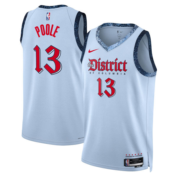 Mens Washington Wizards #13 Jordan Poole Powder Blue 2024-25 City Edition Jersey