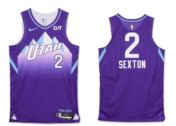 Mens Utah Jazz #2 Collin Sexton 2024-25 Purple City Edition Swingman Jersey